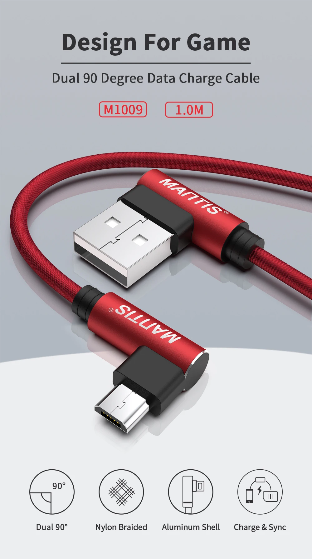 MANTIS Micro USB Cable 2.4A Nylon Fast Charge USB Data Cable For Samsung S7 Xiaomi Redmi Android Mobile Phone USB Charging Cord 1