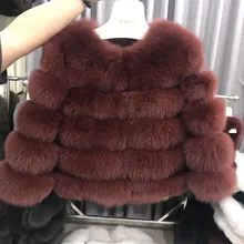 Новое поступление, Женское зимнее пальто с натуральным лисьим мехом, горячая распродажа, большой мех, длинный рукав