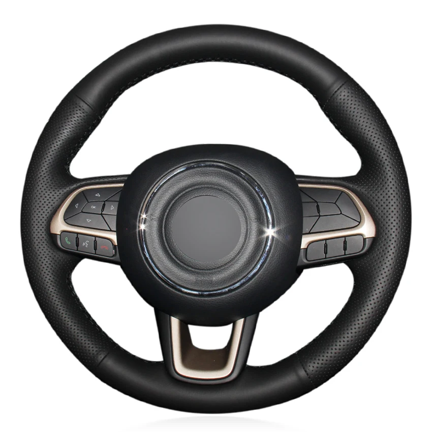 

Black PU Faux Leather DIY Hand-stitched Car Steering Wheel Cover for Jeep Compass 2017 Renegade 2016 2017