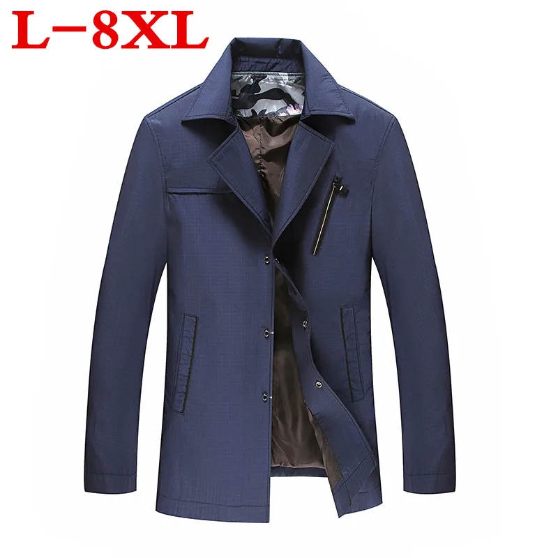 2018 Новый 8XL 7xl6xl 5xl Демисезонный Полиэстер Slim Fit Тонкий Стенд кнопку Мужской