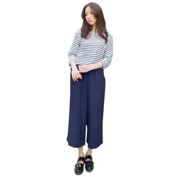 

Pants Women 2017 Summer Nine Pants Casual High Waist Elastic Wide Leg Pants Solid Colors Fashion Trousers Plus Size 5XL