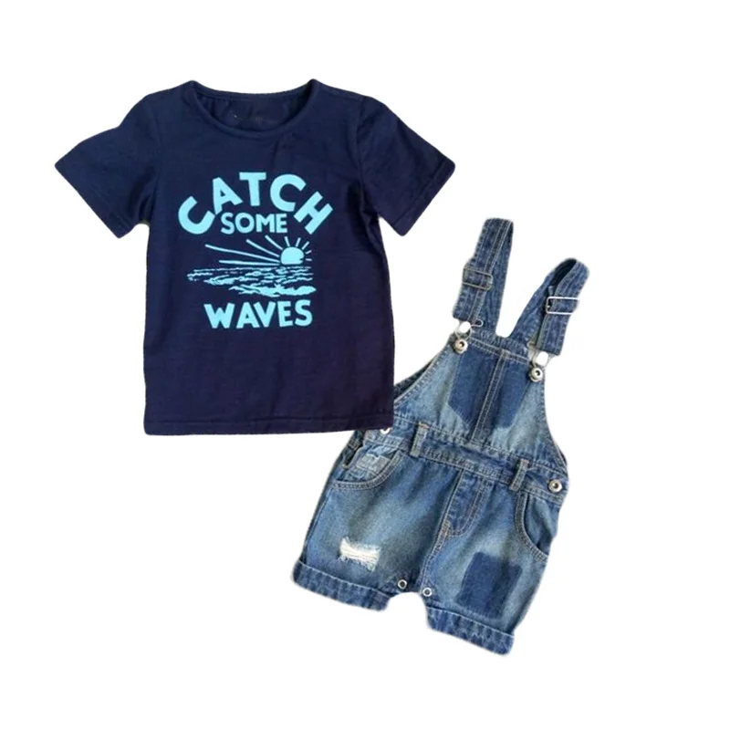 Baby Boy Clothes Sets Boys Denim Suspender Pants 2pcs Newborn Boy