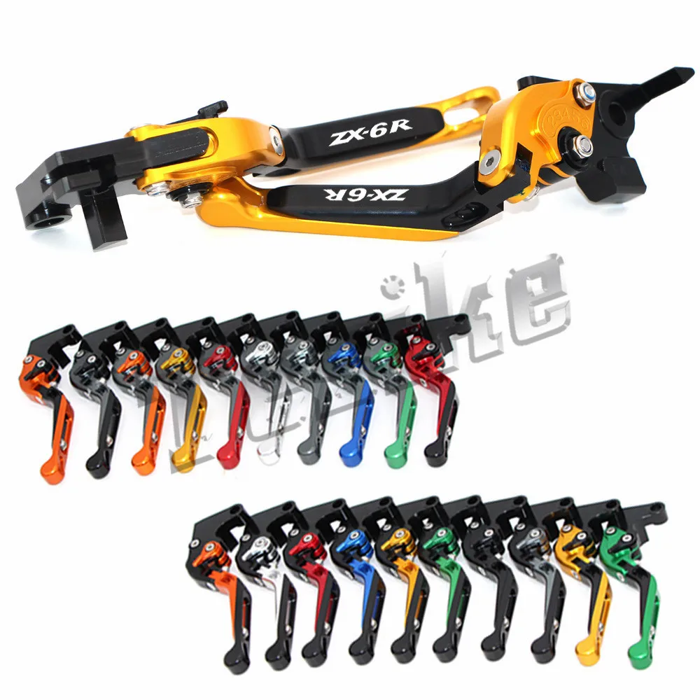 

CNC Brake Clutch Levers Motorcycle For Kawasaki ZX 6R ZX6R ZX-6R 1995-1999 1996 1997 1998 Foldable Extendable Logo (ZX6R)