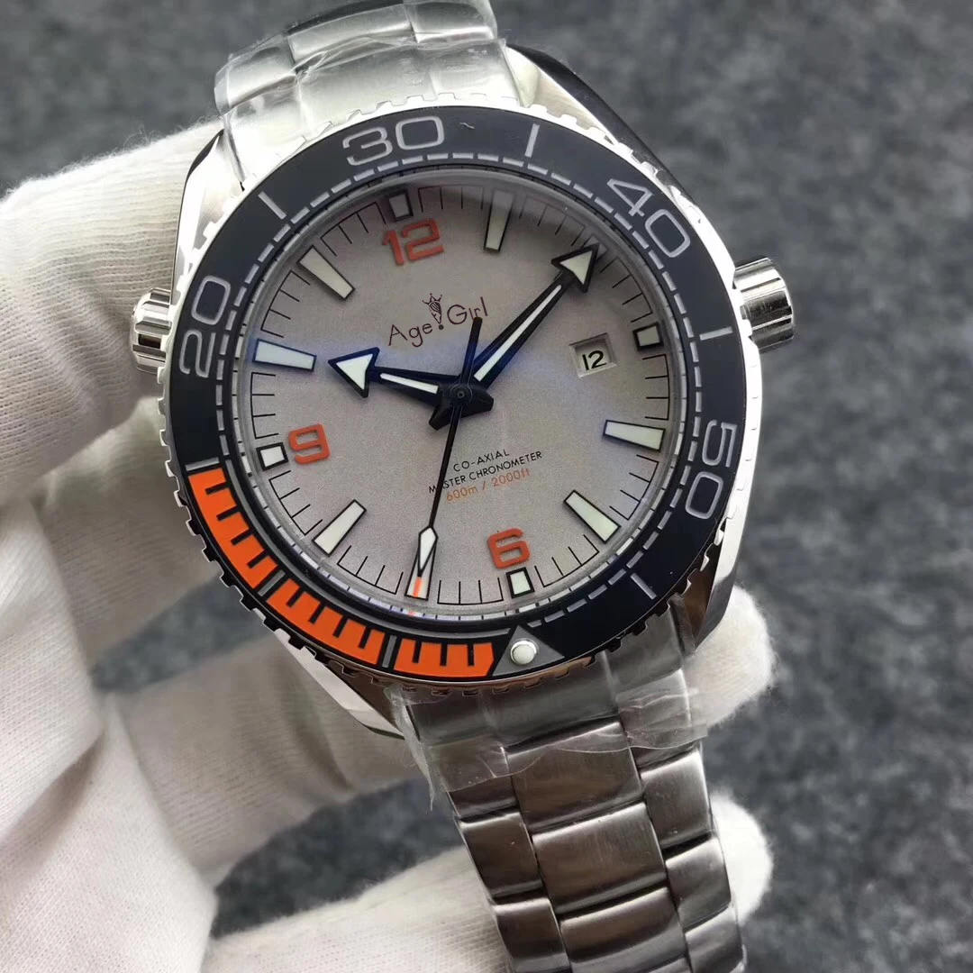 

Luxury Brand New Men Automatic Mechanical Orange Black Leather Professional Stainless Steel Sapphire Luminous Watches AAA+