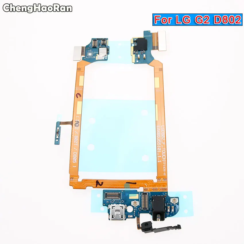 ChengHaoRan For LG G2 D802 D805 VS980 USB Charging Dock Connector Port Flex Cable Microphone Headphone Jack Power on off Button