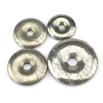 

50mm 40mm 35mm 30mm Donut Shape Pendant Natural Pyrite Stone Beads Pendant DIY Loose Beads For Jewelry Making