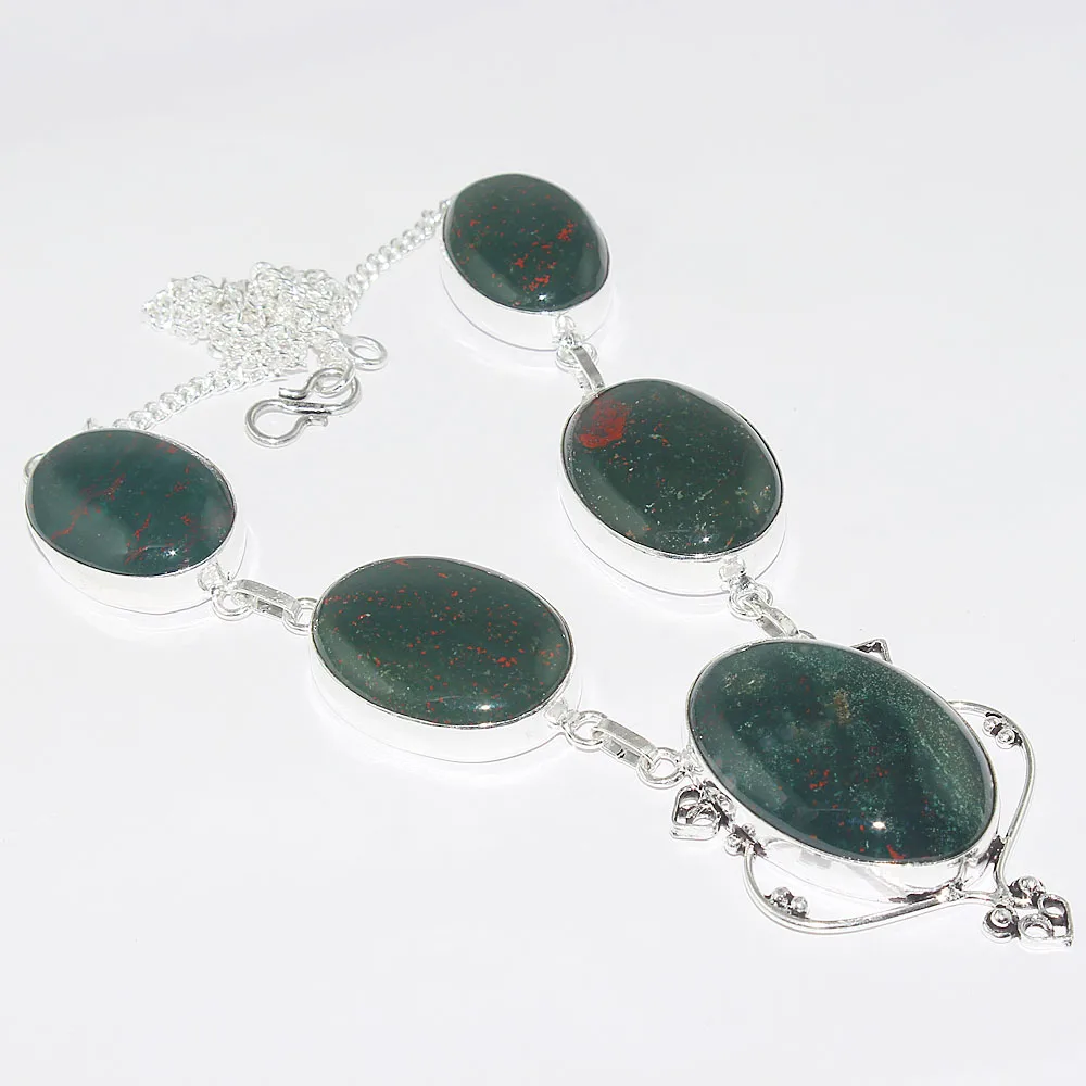 

Bloodstone Necklace Silver Overlay over Copper , 47.5 cm, N2109