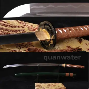

41" Folded STEEL CLAY TEMPERED BLADE GREEN SAYA JAPANESE SAMURAI SWORD KATANA