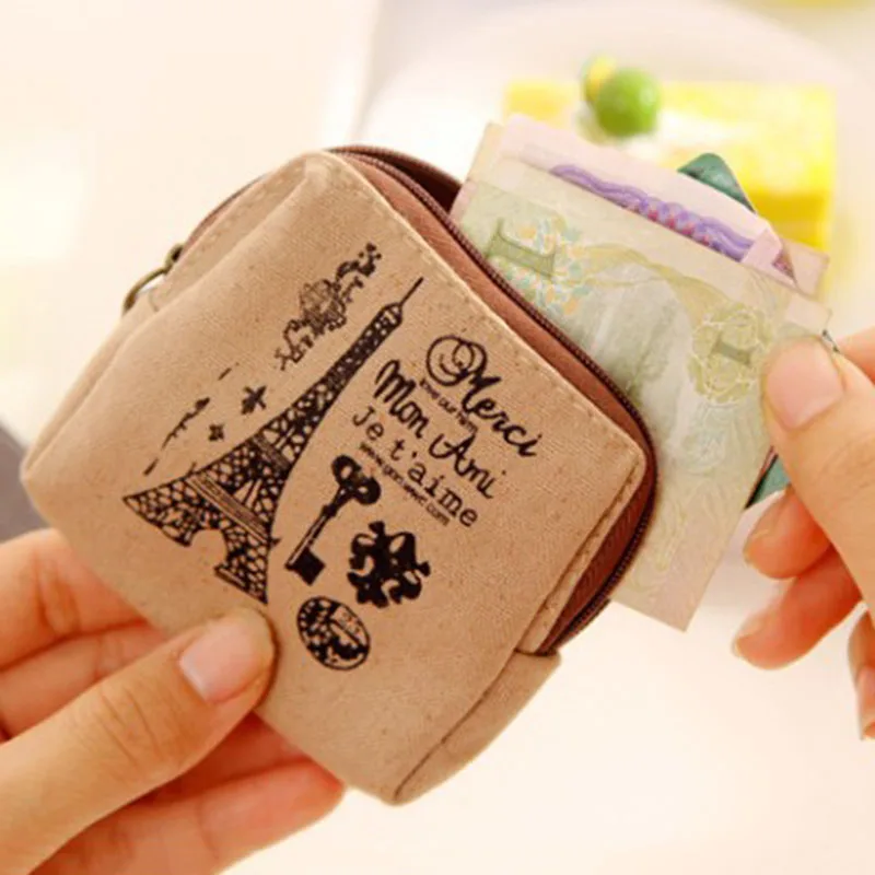  Womens Girls Retro Canvas Coin Purse With Different Mental Decorations Change Cards Bag Fashion Wallets DJ0304 