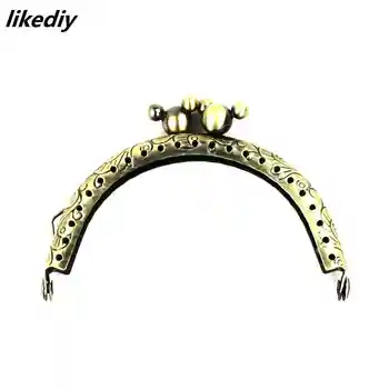 

20 pcs/lot 8.5 cm antique brass metal purse frame Three-dimensional bear head Kiss clasp Handle for bag craft bag making sew