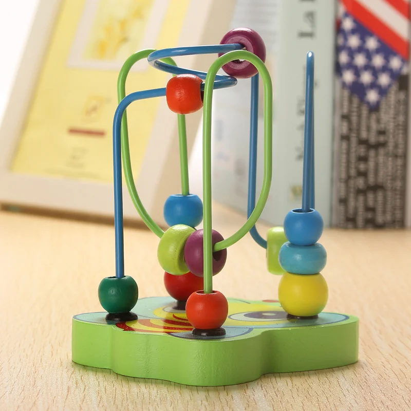 Counting Round Bead Wire Maze Roller Coaster Wooden early Educational Toy for Baby Kids Chilrden