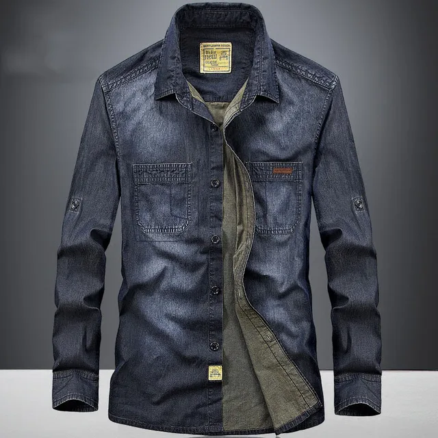 Casual Slim Fit Camisas de Mezclilla Para Hombre 2017
