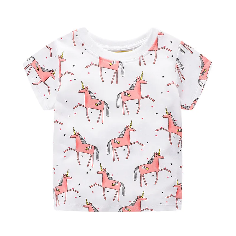 

jumping meters Kids Girl T Shirt Summer Baby Cotton Tops Toddler Tees Clothes Children Clothing Unicorns Baby Girls T-shirts