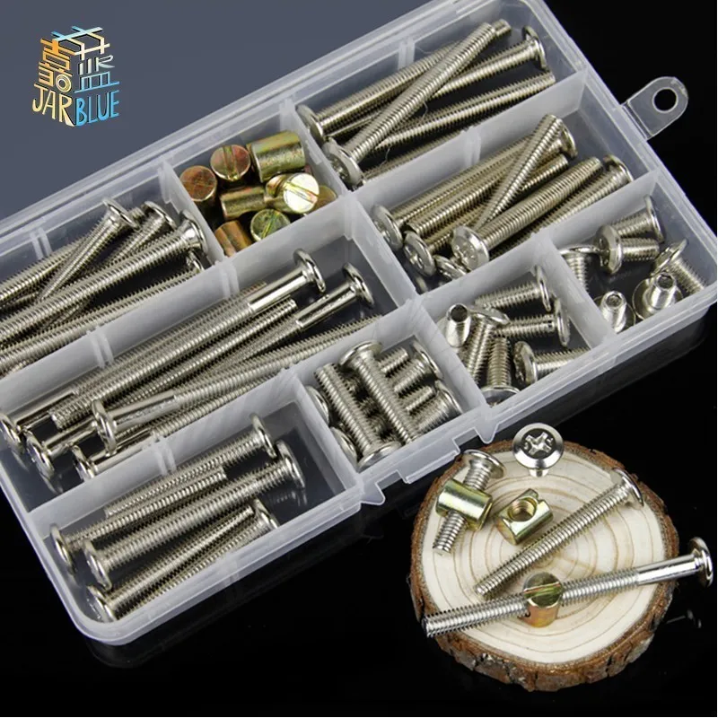 buy 58pcs Furniture Cabinet, Wooden Bed Cross Inverted Screw, Furniture Hardware Fittings, Hammer Nut Nut Set M6