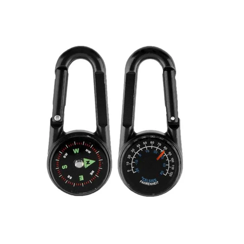 Outdoor Camping Compass Hiking Mini Carabiner Keychain Compass Thermometer Carabiner 3 in 1 #2o31 (5)