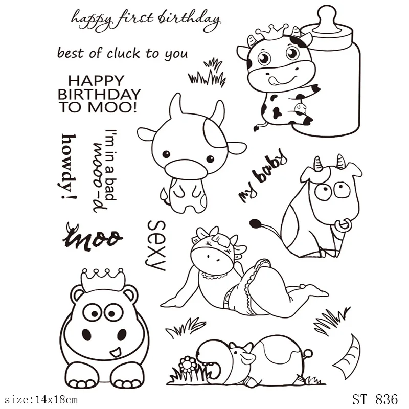 

AZSG Cow Baby/Hippopotamus Clear Stamps/Seals For DIY Scrapbooking/Card Making/Album Decorative Silicone Stamp Crafts