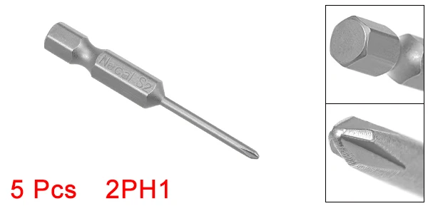 2PH1 UXCELL 5 шт. 1/4 дюйма шестигранный хвостовик Phillips Магнитная отвертка PH00 PH1 PH0 S2 отвертка Биты 50 мм длина - Цвет: 2PH1
