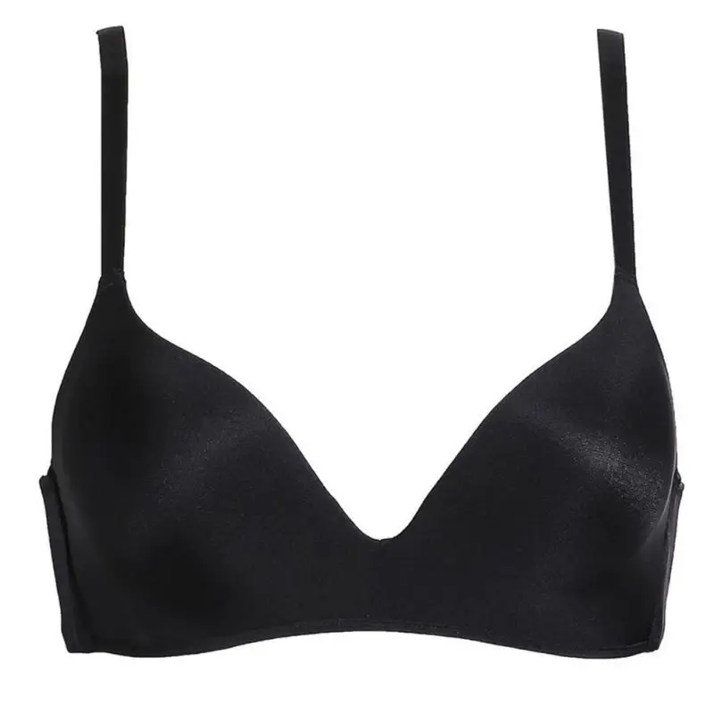Women One-piece Bra Seamless Wire Free Bras Silk Soft bralette Thin padding Pink Beige Nude bralette