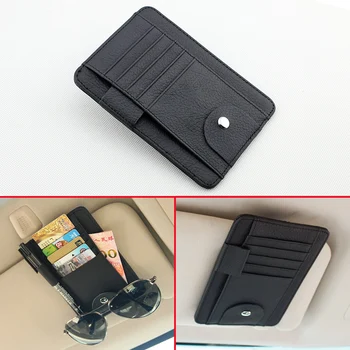

Black Car Sun Visor Multi-function Pen Shelf Card Glasses Small Change Artificial Leather Catcher Case Pockets Accessories