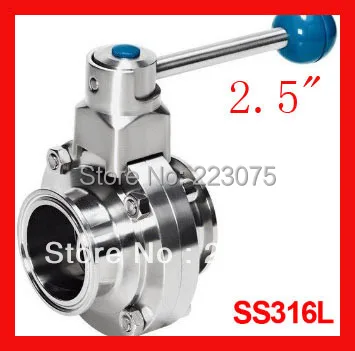 

Vaporizador Motorized Valve New Arrival 2.5 " Ss316l Stainless Steel Sanitary Manual Tc Butterfly Valve Tri-clamp End