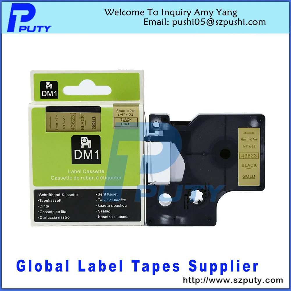 6mm Dymo D1 Label Cassettes 43623 Black On Gold Tape D1 for dymo labelpoint labelmanagerin