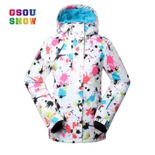 Gsou лыжная куртка для женщин хлопок Профессиональный сноуборд пальто ветрозащитный 10000 термо красочные-30 градусов Женские Дышащие