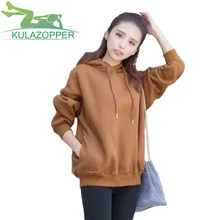 Sweatshir Plus Velvet Thickening Female 2018 Women New Winter Korean Bf Student Sleeve Hooded Head Warm Loose Outwear Lx208