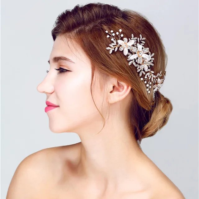 Newest Elegant Women Side Headbands Fl Hair Accessories Wedding Newest Elegant Women Side Headbands Fl Hair Accessories Wedding Bridal Jewelry