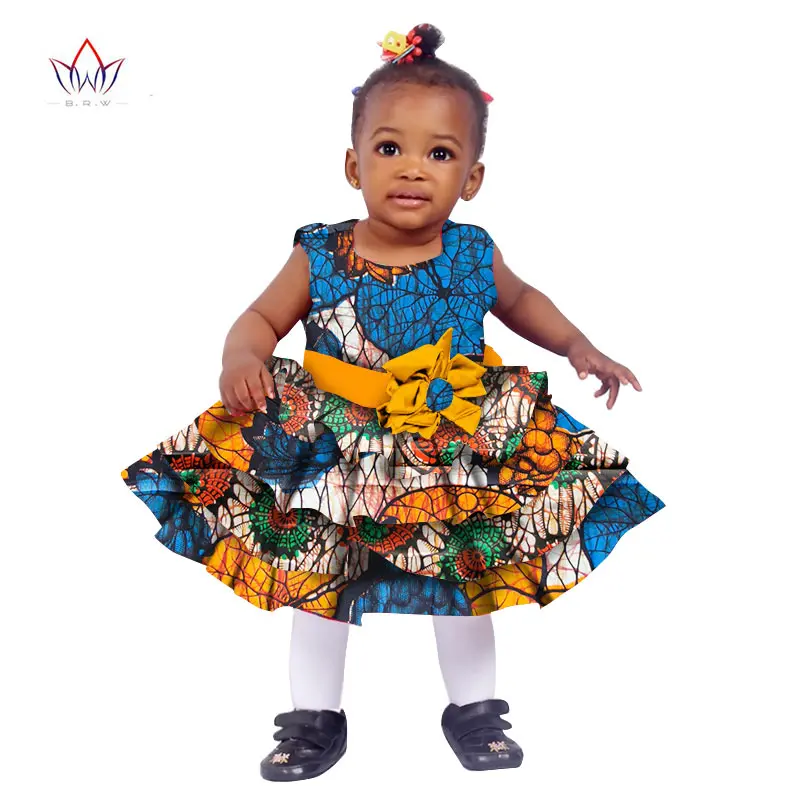 Африканская женская одежда; Детские традиционные хлопковые платья в стиле Дашики; платья с принтом в африканском стиле; детские летние платья; BRW WYT76