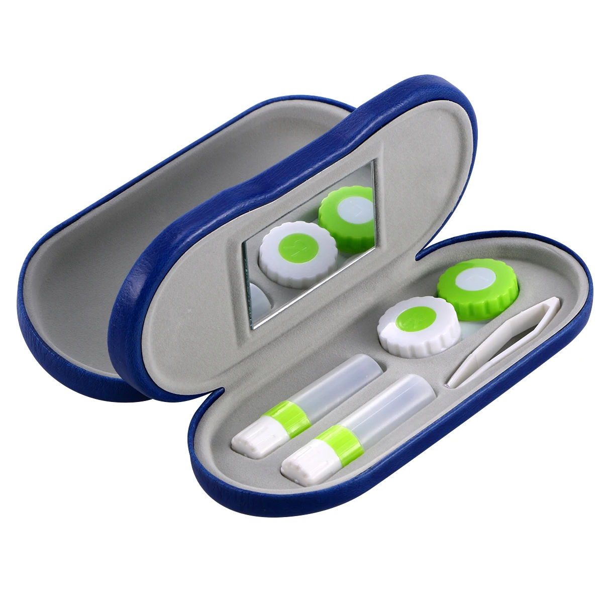 

2-in-1 Eyeglass and Contact Lens Case Double Use Portable for Home Travel Kit (Royalblue)