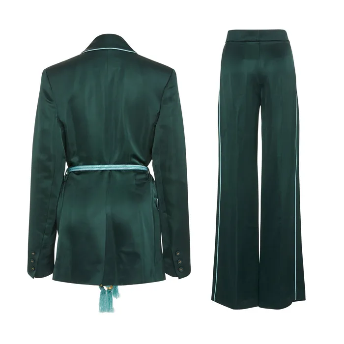 AEL, Женская куртка с регулируемой талией и широкими бедрами, женские брюки, костюмы, модный атласный раздельный комплект из двух предметов, женская одежда для вечеринок