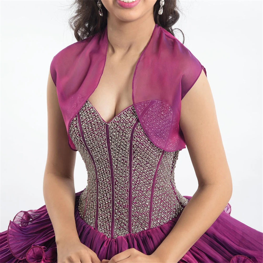 

New Arrival! Sweetheart neckline Tullle Beading Crystals Lace-Up With Jacket Ball Gown Multi-Layers quinceanera dress