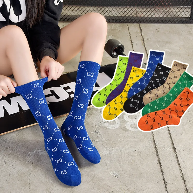 

NEW Tide brand Korean spring and summer cotton women pile socks Shuang double C wild trend women socks