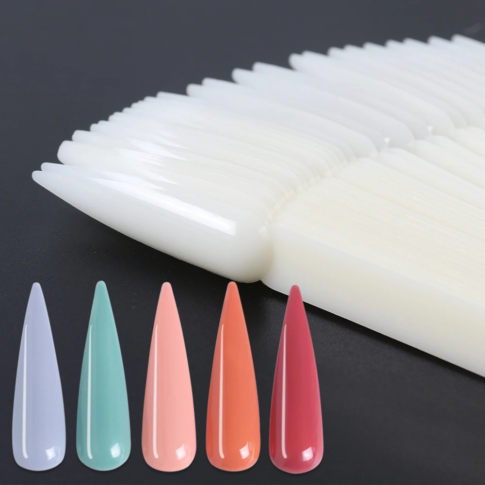 

40pcs Fake Nails Tips False Nails Fan Display Sharp Water Drop Shape Clear Black Natural Color Chart Display Manicure BE1503