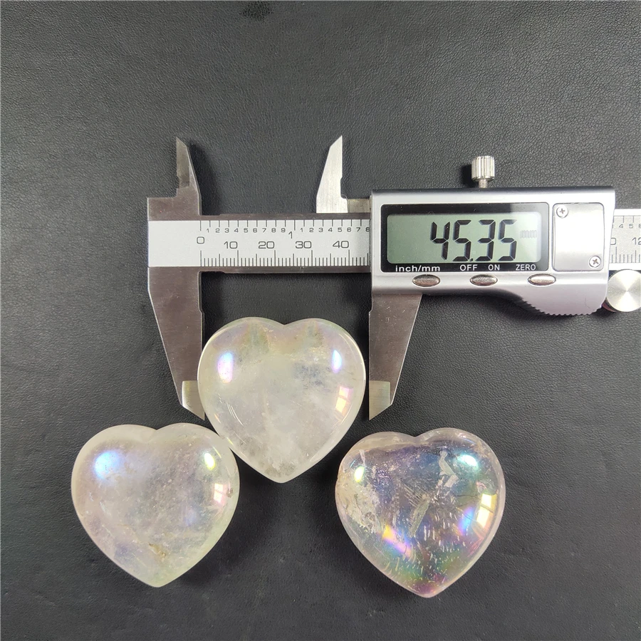 

Wholesale natural clear quartz titanium plating aureole crystal heart