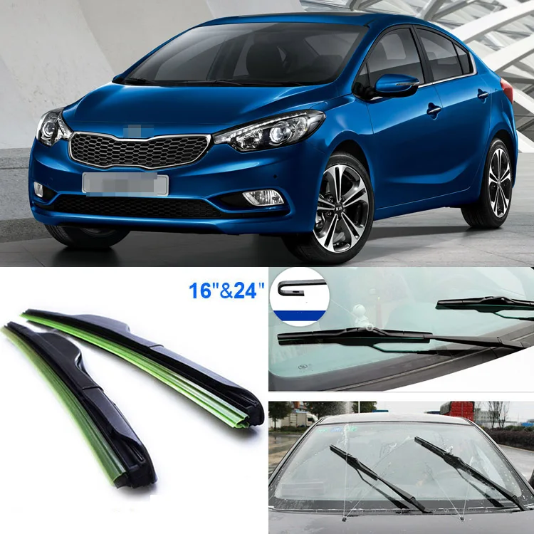 

2pcs 24"+16" front windscreen windshield wiper blades Soft Rubber WindShield Wiper Blade For KIA Cerato