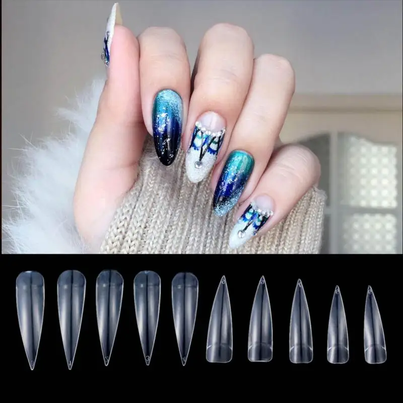 

500Pcs/bag False Long Sharp Artificial Nails Tips False Nails Fake Nail Tips Stiletto Art Decor Long Sharp False Nails