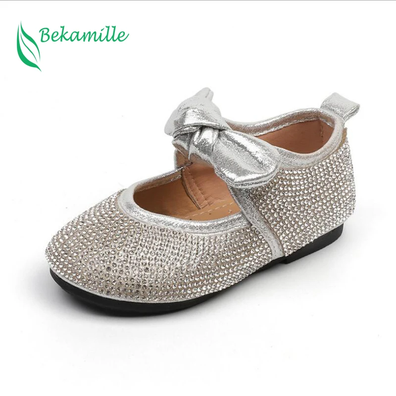 

Bekamille Children Leather Shoes Spring New Girls Diamond Bow Princess Single Shoes Kids Leisure Sneakers Toddler Baby Shoes