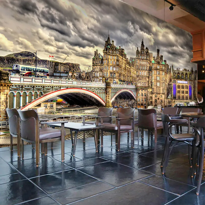 

beibehang Custom Modern 3D European Style Large Architecture Castle Theme Mural Western Restaurant Coffee Hotel Background
