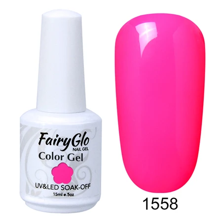 FairyGlo 15 мл Гель-лак замачиваемый чистый цвет ногтей Гель-лак Vernis Полупостоянный УФ-гель для ногтей маникюрный лак - Цвет: G1558