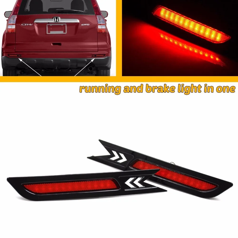 

2pcs Car Styling for Honda CRV C-RV 2010 2011 LED SMD Red Len Rear Bumper Reflector LED Stop Brake Light Tail Lamp DC12V