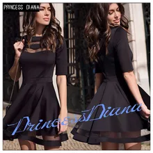 Womens Dresses New Arrival 2017 Summer Black European Casual Style Dress Ladies Knee Length Vintage Mesh Sexy Party Dress