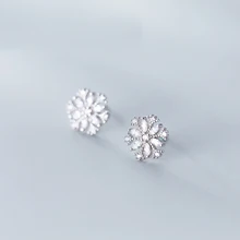 MloveAcc дизайн Корея 925 пробы Серебряная Снежинка серьги-гвоздики с прозрачными камнями для Для женщин девочек уха ювелирных изделий
