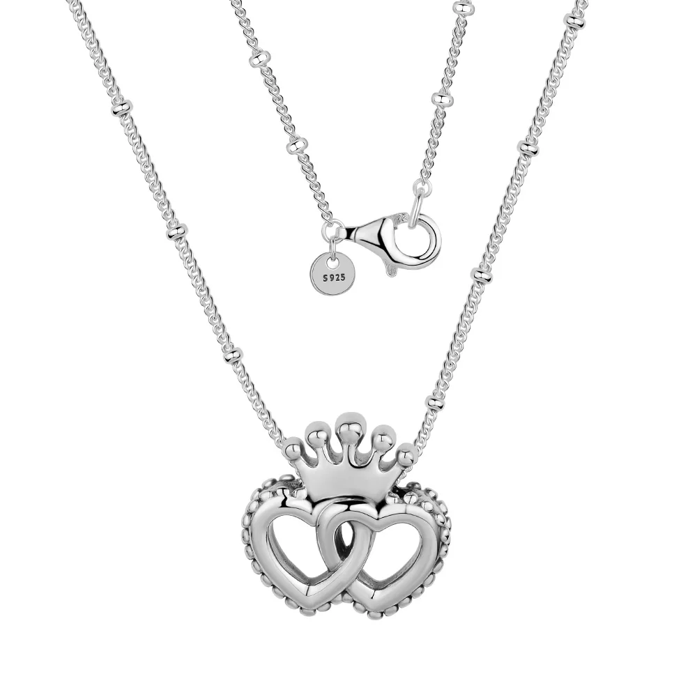 

2018 New autumn Silver Regal Hearts Necklace 925 sterling silver chain Pendants Necklaces for women fashion jewelry