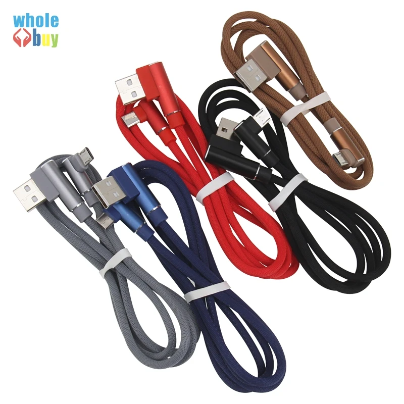 1M/2M/3M 90 도 패브릭 USB 케이블 5Pin 8Pin c형 충전기 어댑터 아이폰 삼성 갤럭시 S8 S9 화웨이 50 개/개