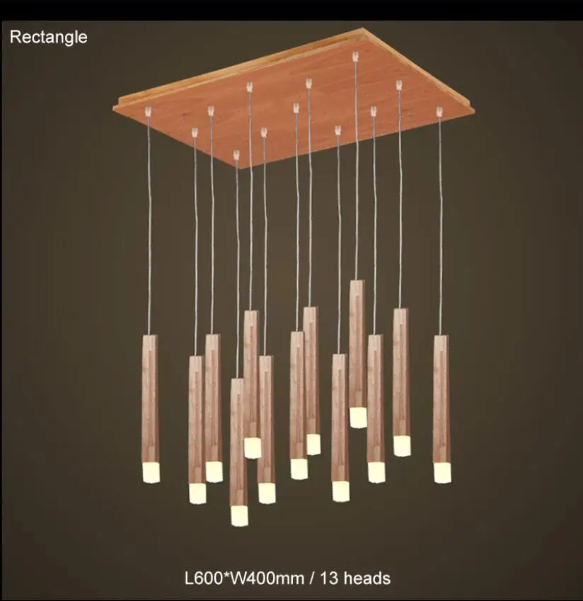 Винтажные подвесные светильники, деревянные подвесные светильники, современные люстры, светодиодные светильники для внутреннего освещения, домашние декоративные светильники - Цвет корпуса: 13 head rectang plat