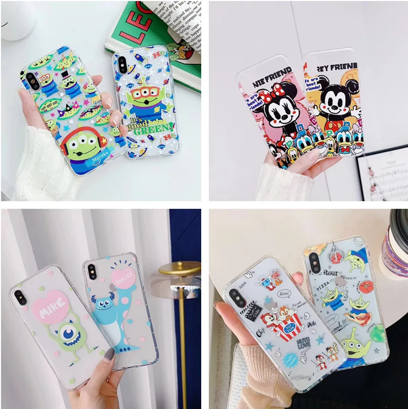 

Kawaii Mickey Mouse Monster disneys cute anime phone case for coque iPhone 7 8 plus 6s XS max case silicon for iPhone cover X XR