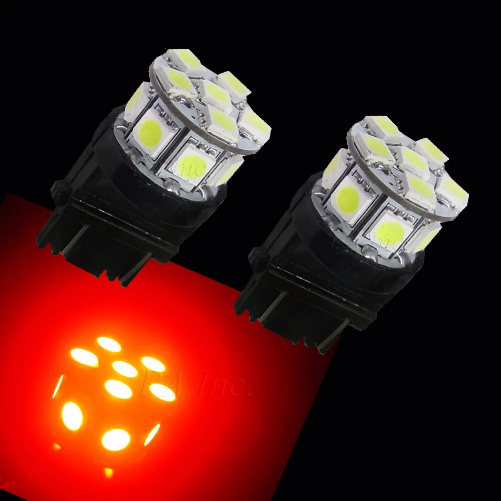 PA LED 2PCS x 3157 13SMD 5050 RED LED Auto Back Car High Mount Brake