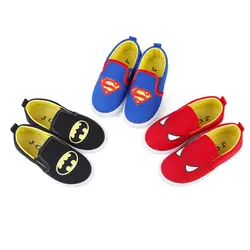 2019 новые мягкие мальчиков обувь Спайдермен, Супермен, Бэтмен кроссовки спортивная обувь для детей повседневные туфли на плоской подошве
