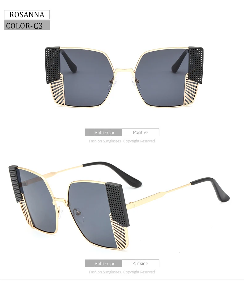 Модные женские квадратные солнцезащитные очки, женские брендовые дизайнерские металлические оправа большого размера, солнцезащитные очки для женщин, градиентные линзы UV400